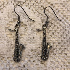 Saxophone dangle earrings
